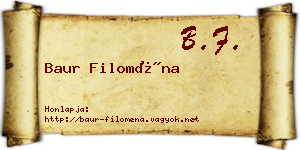 Baur Filoména névjegykártya